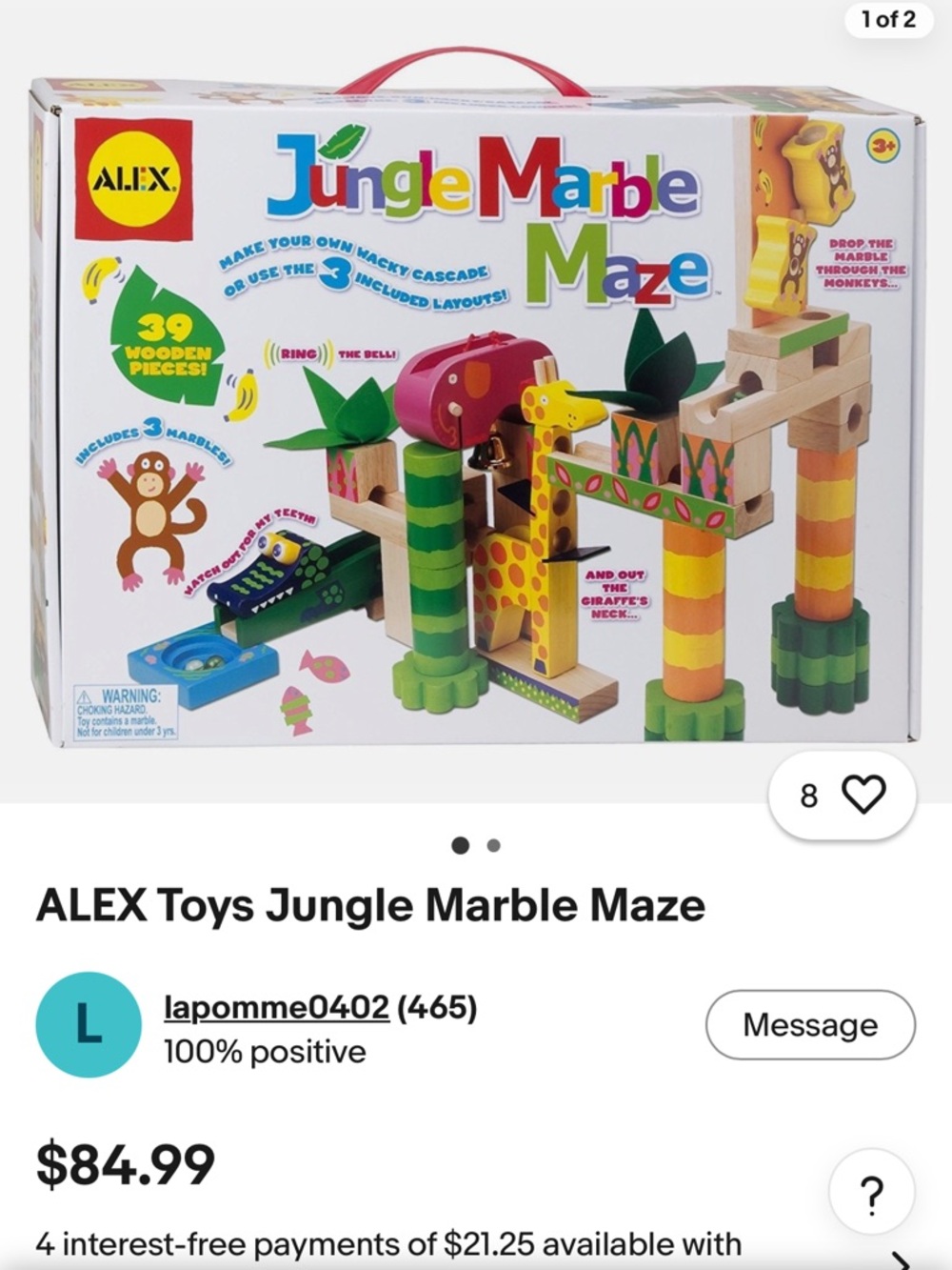 Alex toys wooden jungle Marble Run Toy - make your own run! - Picture 3 of 13